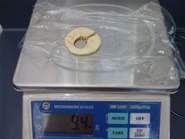 Apple slice on electronic scales