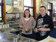 Zoe and Harry in the class kitchen