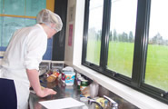 A student working in the classroom