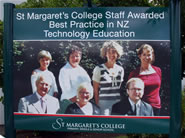 St Margarets teachers on billboard outside the school