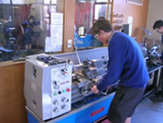 Student using a lathe