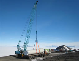 The bottom of the tower section was transported and unloaded ready for assembly at Crater Hill in November 2009. Photo by Johno Leitch.