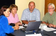 From left, Karllie Clifton and Jenny Baker of Hillcrest High School, and Malcolm Howard and Steve Graham of Katikati College